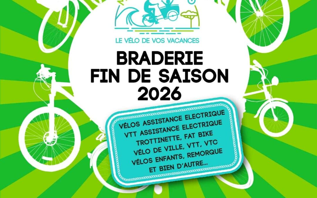 Affiche de la braderie de fin de saison 2026 Monts Bicloo en Vendée